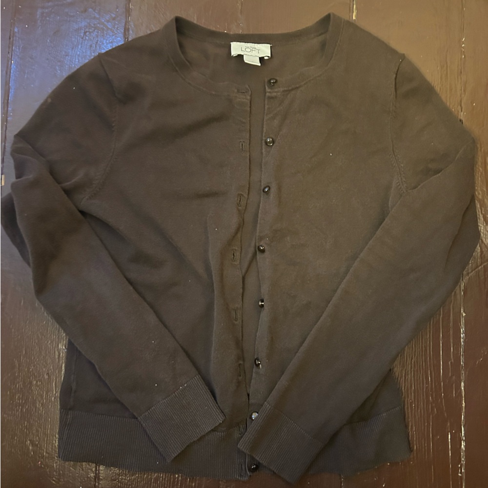 LOFT Dark Brown Button-Up Cardigan